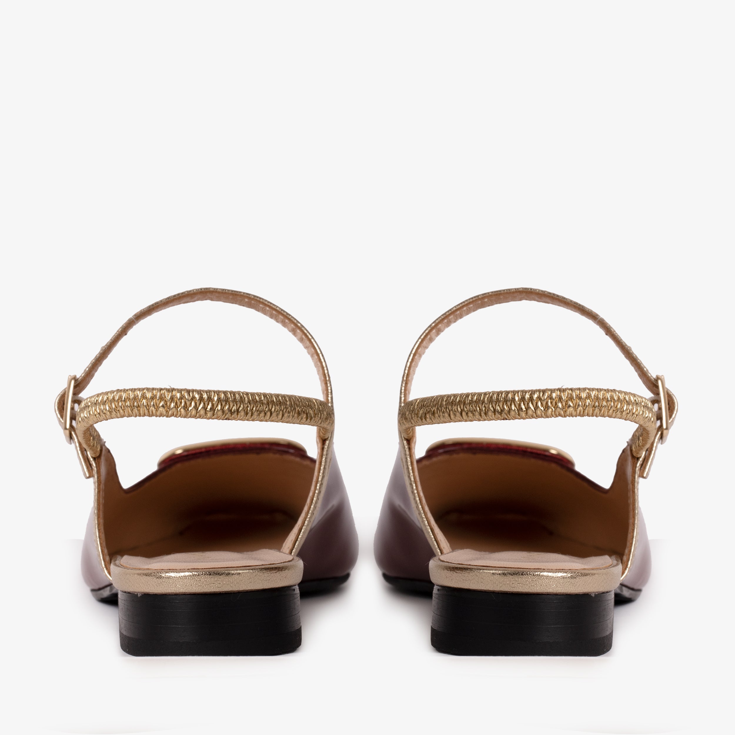 The Rosalinda Burgundy Patent Leather Women Flat Slingback Sandal - Glamourous Grace