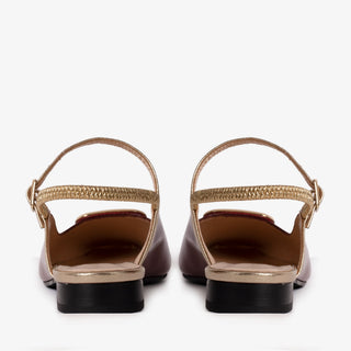 The Rosalinda Burgundy Patent Leather Women Flat Slingback Sandal - Glamourous Grace