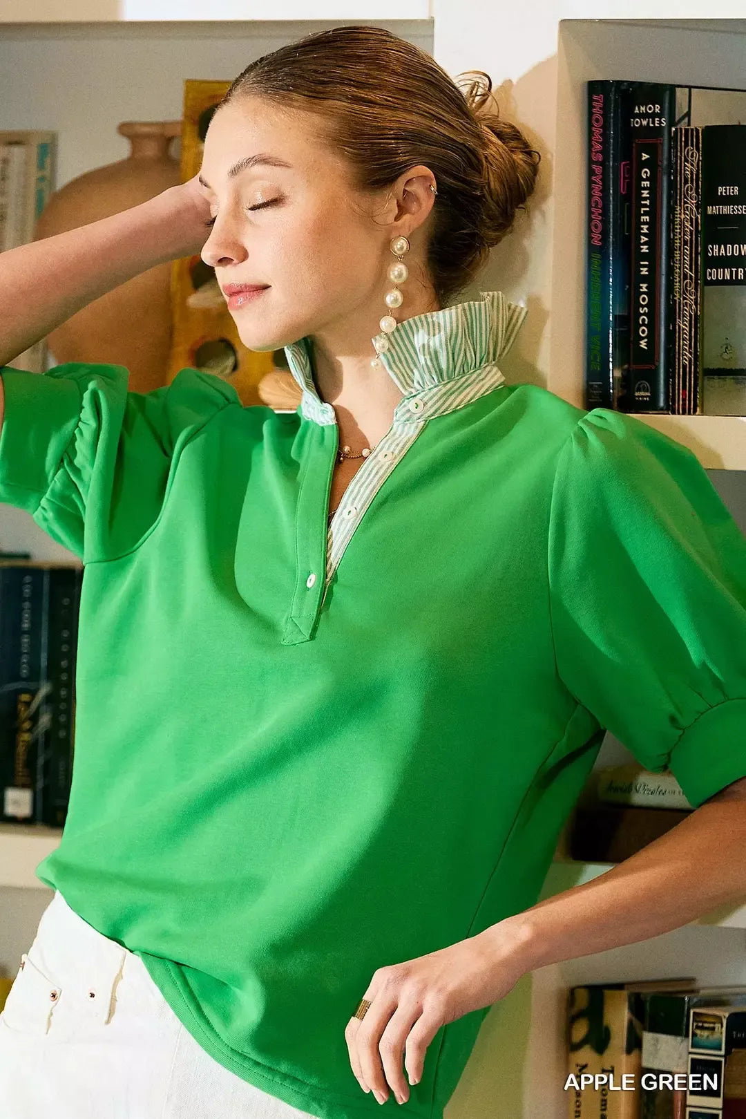 Umgee Striped Collar Popover Top - Glamourous Grace