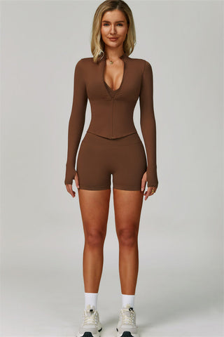 The Empower Jacket Sports Bra Shorts 3-Piece Set