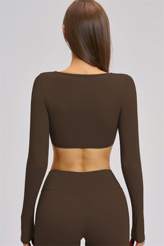 The Zestful Long Sleeve Crop Top Flared Leggings 2-Piece Set