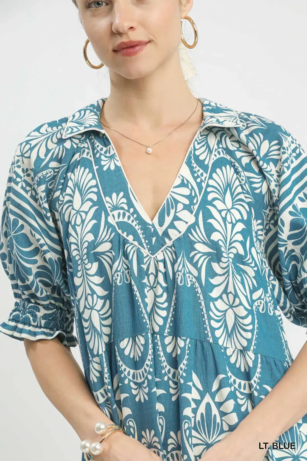 Umgee Two-tone Border Print Midi Dress - Glamourous Grace