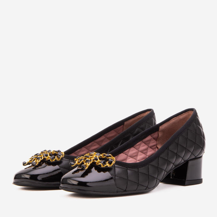 The Bellarose Black Quilted Leather Women Heel - Glamourous Grace