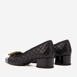 The Bellarose Black Quilted Leather Women Heel - Glamourous Grace