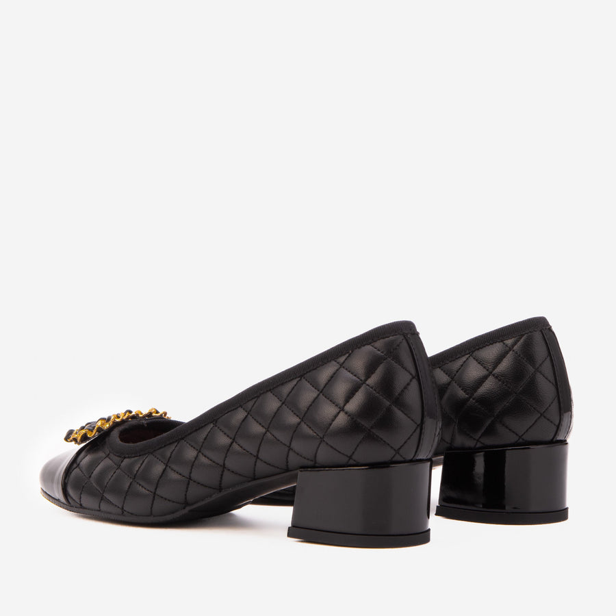 The Bellarose Black Quilted Leather Women Heel - Glamourous Grace