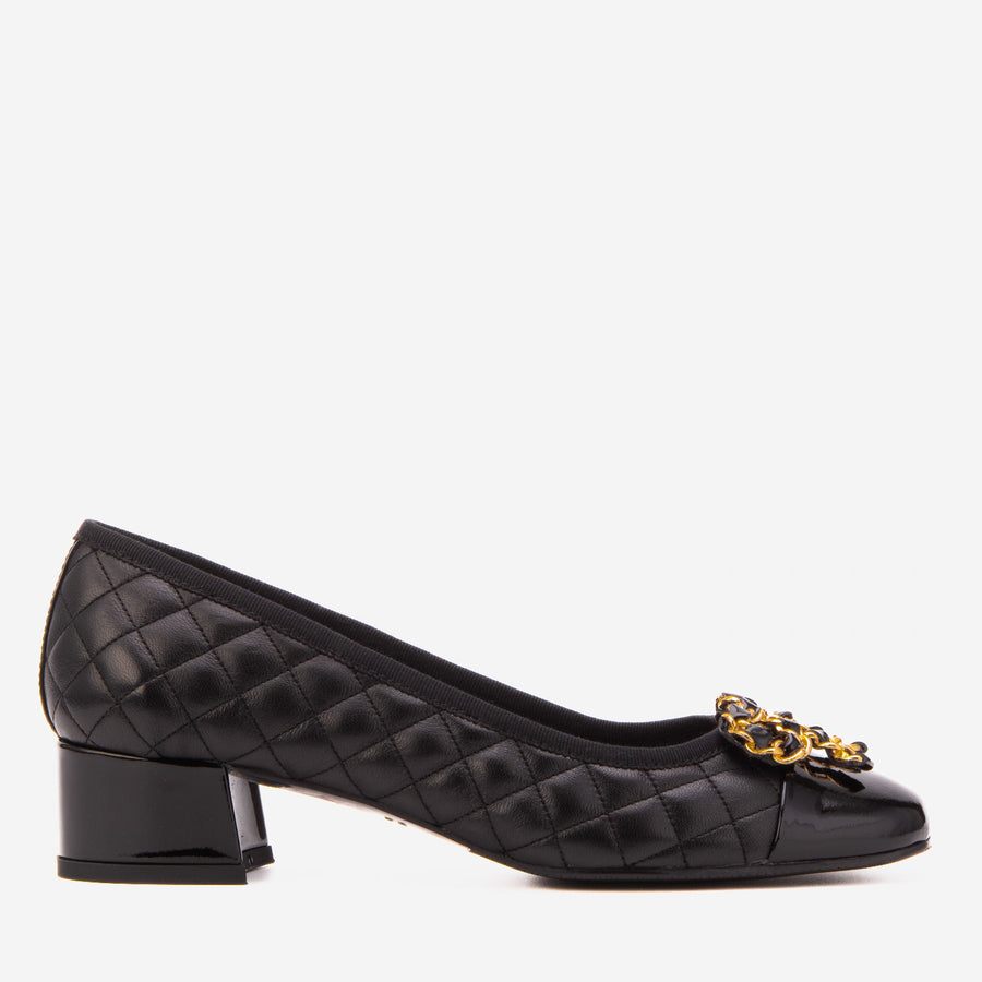 The Bellarose Black Quilted Leather Women Heel - Glamourous Grace