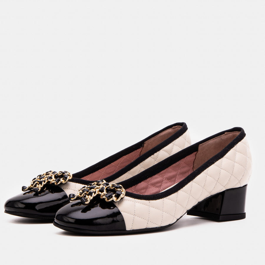 The Bellarose Ivory Quilted Leather Women Heel - Glamourous Grace
