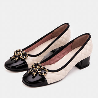 The Bellarose Ivory Quilted Leather Women Heel - Glamourous Grace