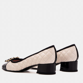 The Bellarose Ivory Quilted Leather Women Heel - Glamourous Grace