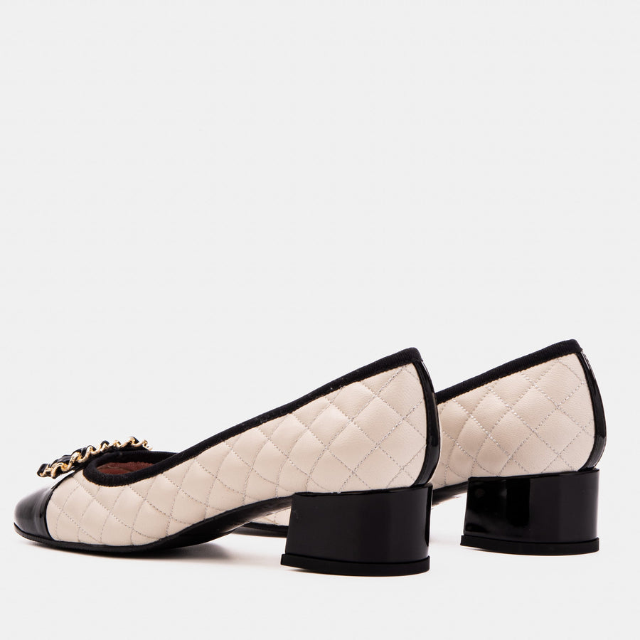 The Bellarose Ivory Quilted Leather Women Heel - Glamourous Grace