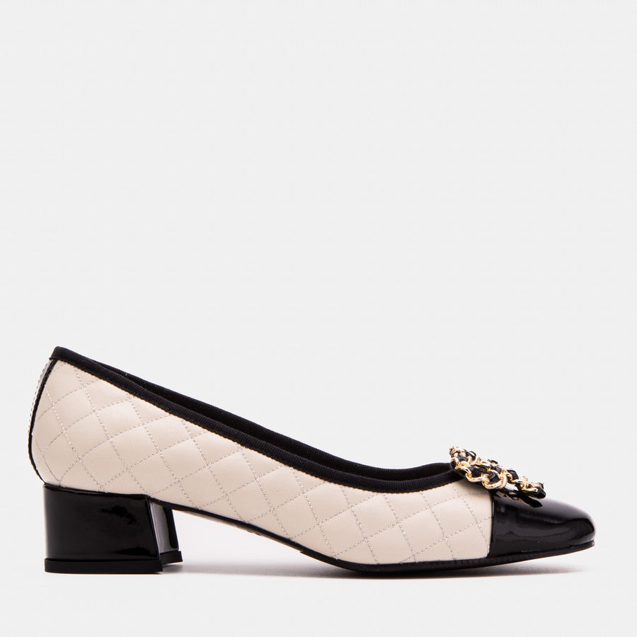 The Bellarose Ivory Quilted Leather Women Heel - Glamourous Grace