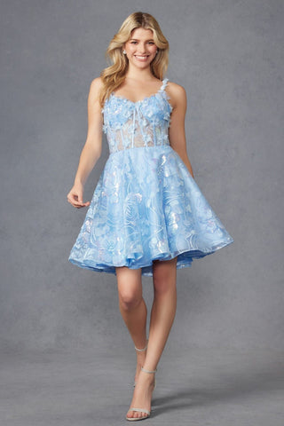 Juliet JT917A Dress Embroidered Lace with Corset Bodice Cocktail Dress