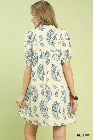 Umgee Mix Paisley Scallop Trim Dress - Glamourous Grace