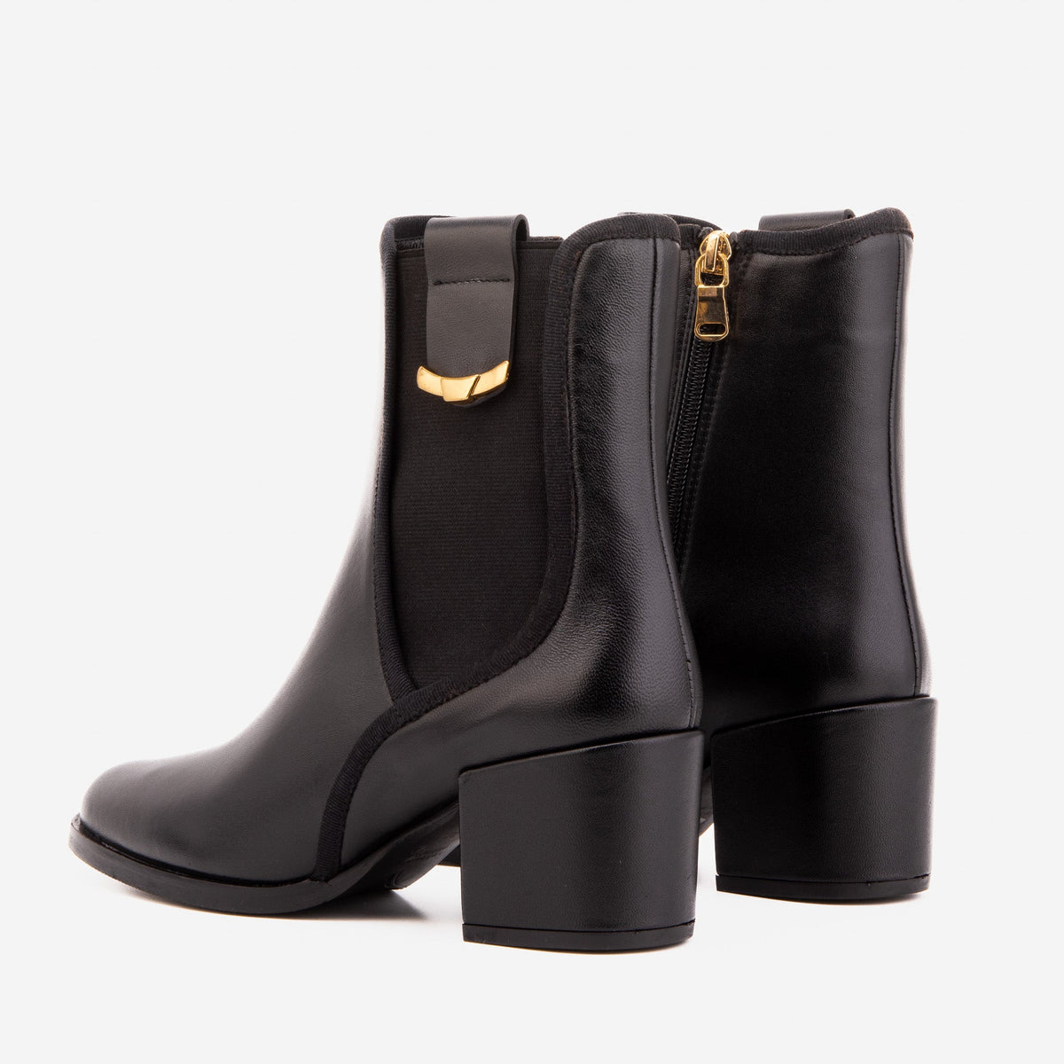 The Kensington Black Leather Block Heel Women’s Mid-Calf Boot