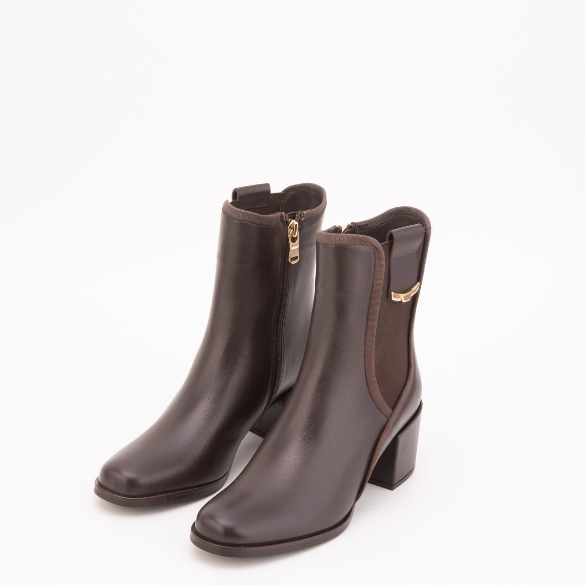 The Kensington Brown Leather Block Heel Women’s Mid-Calf Boot