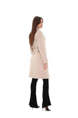 Windsor Classic Wraparound Cashmere Blend Overcoat in Nude
