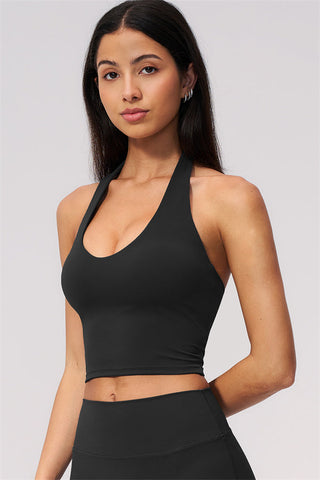 The Twirl Wide Strap Halter Crop Top Capri Leggings 2-Piece Set