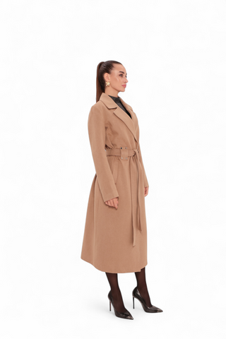 Justine Cashmere Blend Overcoat in Camel, 100cm