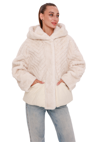 Montana Eco-Fur Down Fill Coat in Ivory