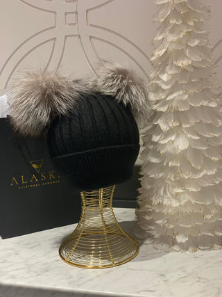 Two Fur Poms Hat Adult | Kids