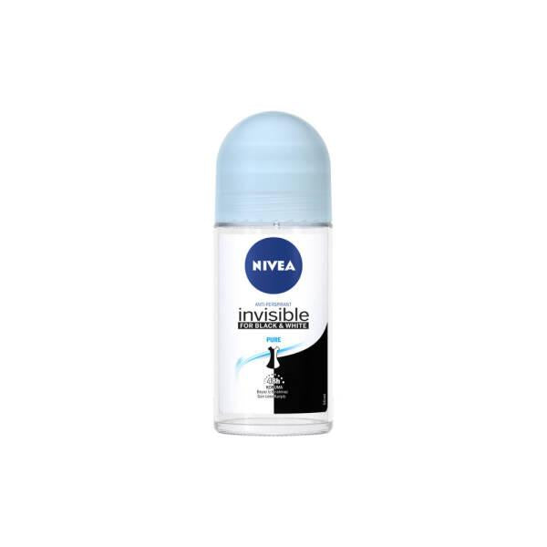 Nivea Invisible Black & White Pure Roll-On Deodorant: 48H Odor & Anti-Stain Protection, Alcohol-Free Formula - Glamourous Grace