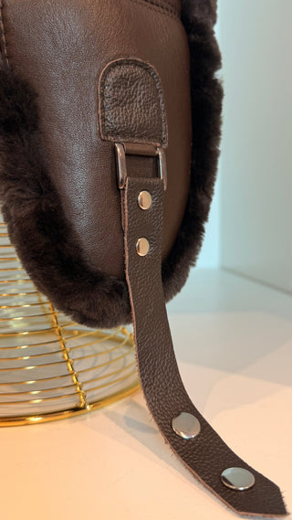 Genuine Leather Shearling Hat Unisex