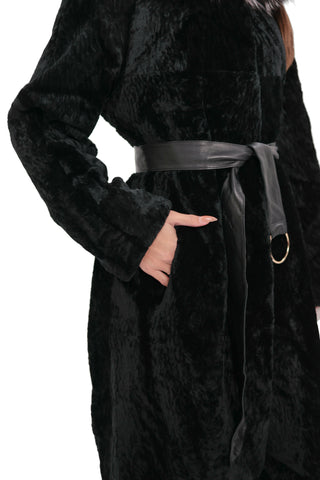 Genuine Astrakhan Silver Fox Trim Coat