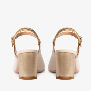 The Pompei Cream Leather Slingback Women Sandal - Glamourous Grace