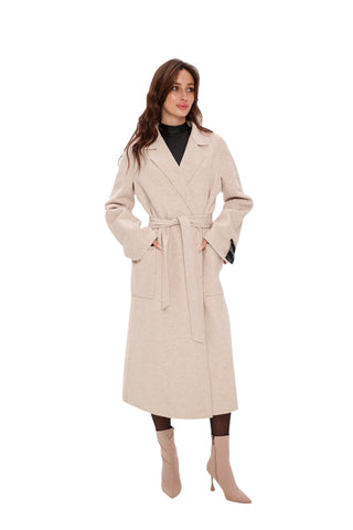 Mia Premium 85% Wool Cashmere Coat in Sea Salt