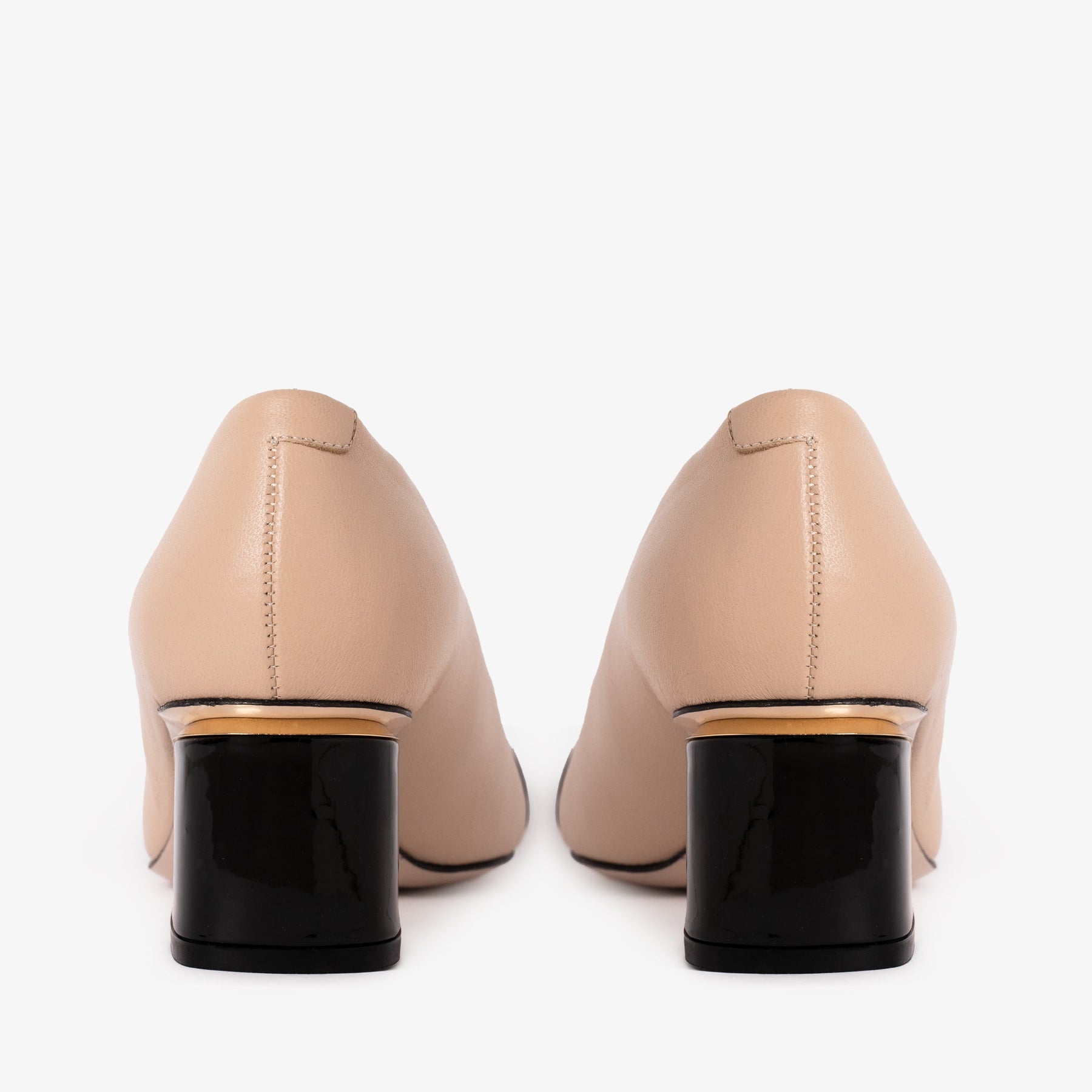 The Diva Beige Leather Cap Toe Block Heel Pump Women Shoe - Glamourous Grace