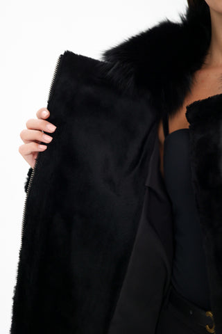 Sienna Genuine Lamb Leather Polar Fox Fur Trim Jacket in Umber