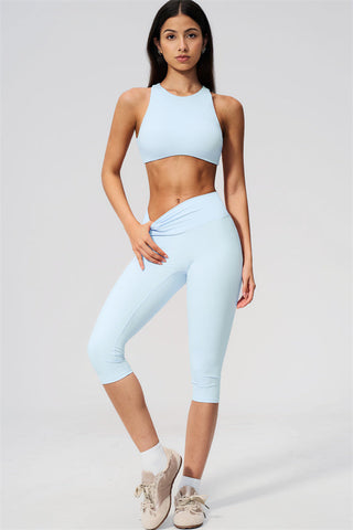 The Twirl Open Back Sports Bra Capri Leggings 2-Piece Set
