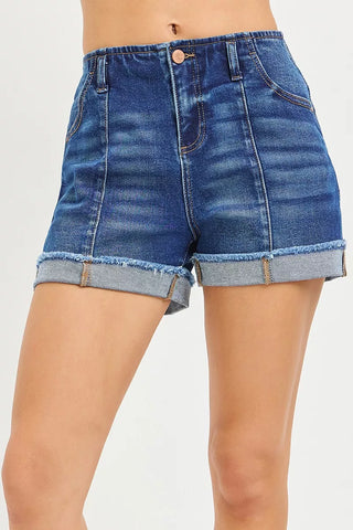 RISEN Slouchy Cuffed Denim Shorts