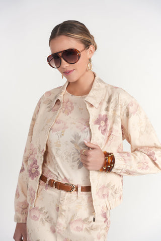 Bomber Jacket- Vintage Floral Denim