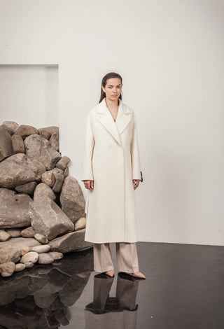 Premium 100% Australian Merino Wool Coat in Marshmallow