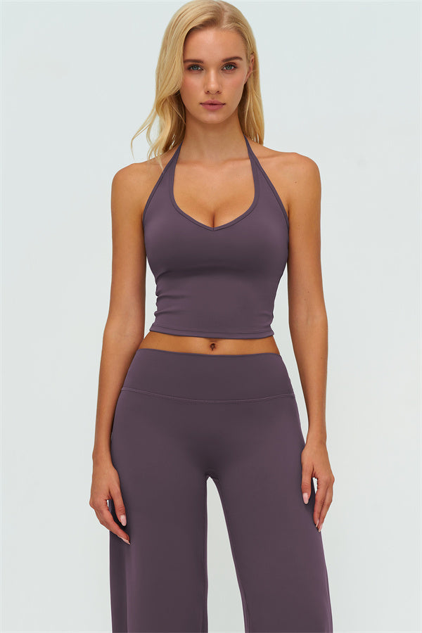 The Twirl Halter Tank Top New Straight Leg Pants 2-Piece Set - Glamourous Grace