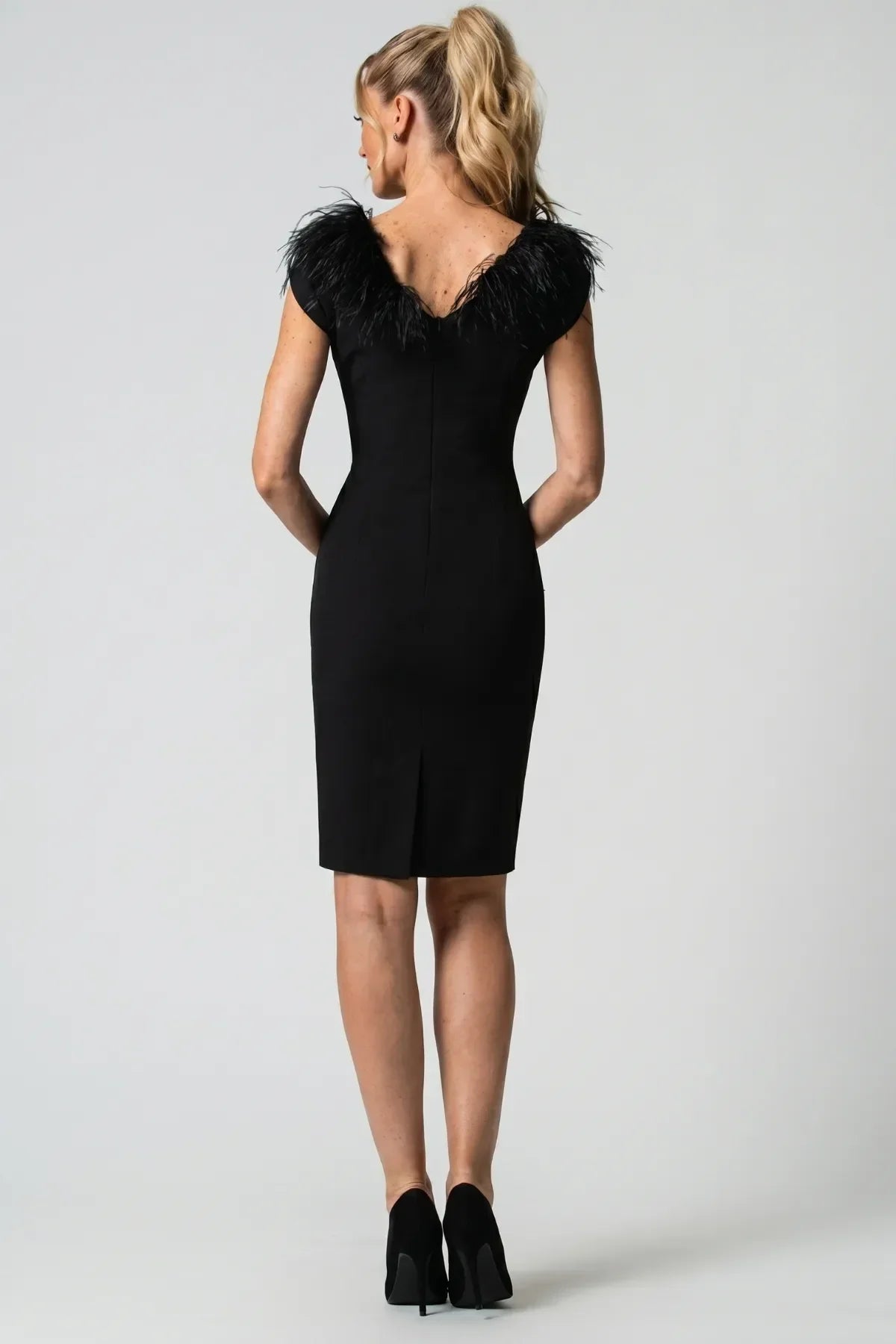 Black Feather Trim Dress, Dora