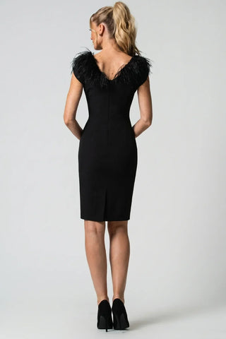 Black Feather Trim Dress, Dora