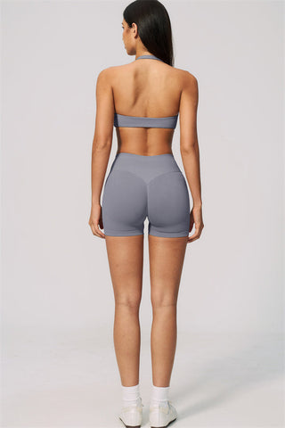 The Velvetine Halter Sports Bra Shorts 2-Piece Set