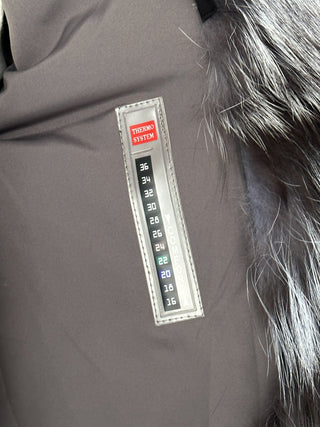 Roma Genuine Silver Fox Fur Rabbit Fur Insulated Parka in Black