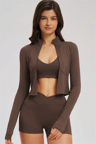The Sizzle Zip Jacket Sports Bra Shorts 3-Piece Set