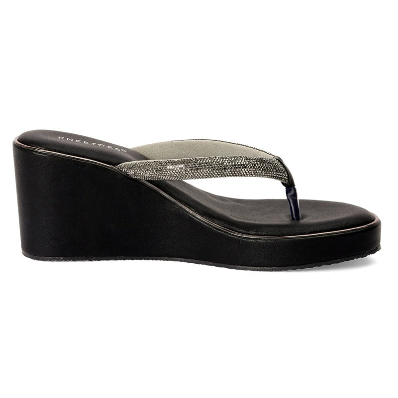 Ivanna – Black Thong Wedges - Glamourous Grace