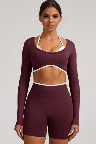 The Elevate Long Sleeve Crop top Shorts 2-Piece Set