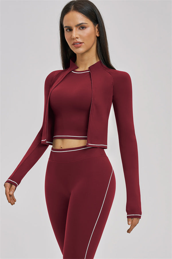 The Unbound Jacket Crop Top Leggings 3-Piece Set - Glamourous Grace