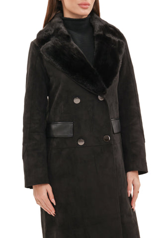 Genuine  Mink Fur Eco Suede Coat