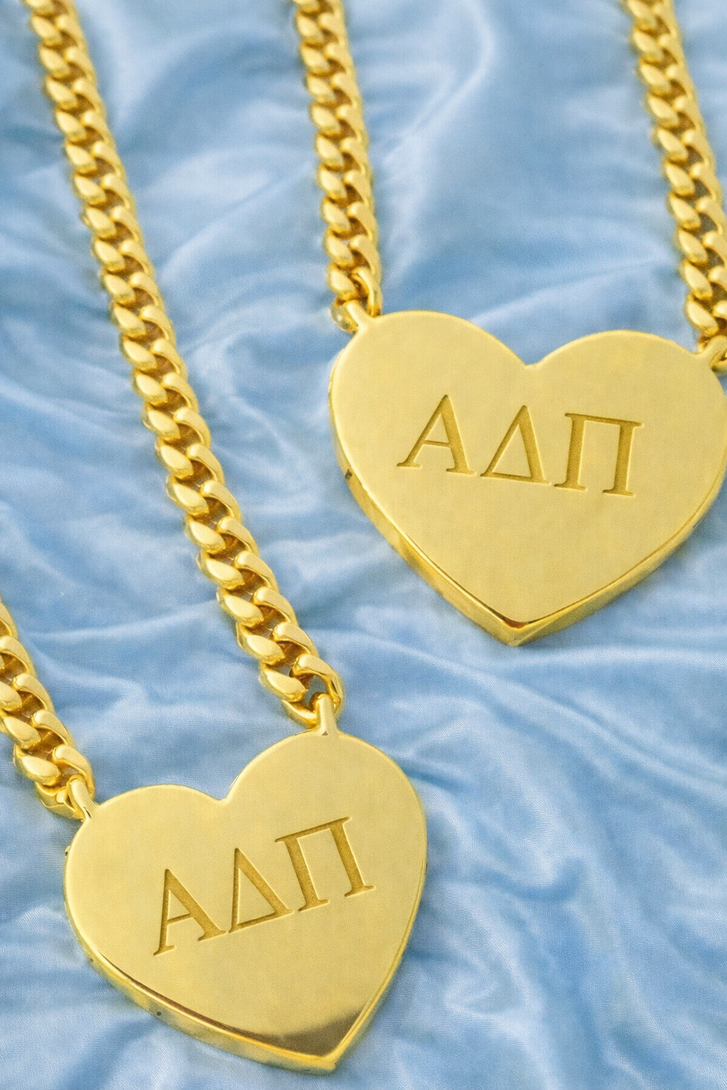 SC - Alpha Delta Pi Engraved Gold Heart Necklace - Glamourous Grace