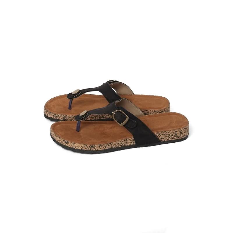 Olivia - Black Cork Sandals - Glamourous Grace
