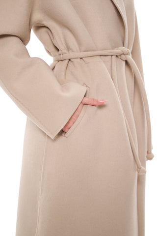 Margaret Premium Lana Wool Cashmere Coat in Royal Creme