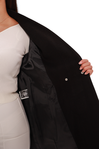 Opera Cashmere Blend Overcoat in Black