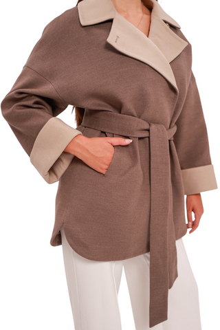 Sandro Cashmere Blend Overcoat in Latte